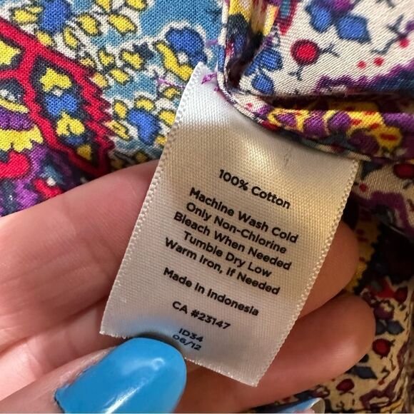 Talbots Colorful Boho Floral Blouse Size 12 - Picture 11 of 12